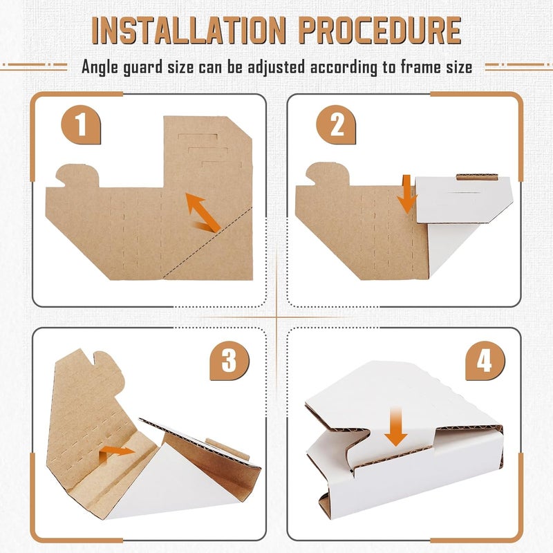 Zipcase 120 Pack Adjustable Cardboard Corner Protectors, Fit 1”,1.5” and 2.2” Frames, Corner Protectors for Shipping, Cardboard Packing Corner, Packaging Edge Protector, Cardboard Shipping Corners - Image 5
